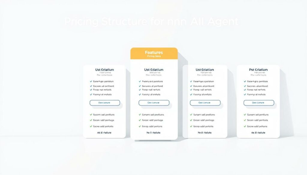 A sleek, minimalist display of the pricing plans for the n8n AI Agent, set against a clean, neutral background. The plans are showcased in a grid layout, each with a clear title, feature breakdown, and pricing details presented in a visually appealing and easy-to-understand manner. The overall composition conveys a sense of professionalism and sophistication, highlighting the value proposition of the n8n AI Agent. Subtle lighting and shadows add depth and dimension, guiding the viewer's attention to the key information. The layout is designed to be both informative and visually striking, making it an impactful illustration for the "Pricing Structure for n8n AI Agent" section of the article.